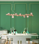 Modern gold metal arched ceiling light for dining room with 6 bulbs