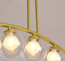 Modern gold metal arched ceiling light for dining room with 6 bulbs
