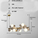 Modern gold metal branching pendant light dining room acrylic flower