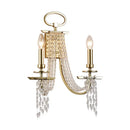 Modern gold metal candle wall sconce with crystals living room light