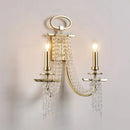Modern gold metal candle wall sconce with crystals living room light