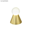Modern gold metal conical sconce wall light bedroom frosted globe
