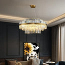 Modern gold metal crystal pendant light dining room dimmable led