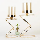 Modern gold metal frame glass candle holder dining room centerpiece