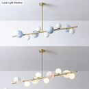 Modern gold metal glass globe chandelier for dining table