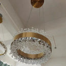 Modern gold metal led chandelier crystal dining room light