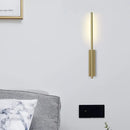 Modern gold metal linear wall light bedroom sconce
