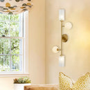 Modern gold metal pencil arm wall lamp with glass shades bedroom light