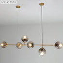 Modern gold metal smoke glass pendant lighting dining room 6 light