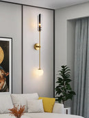 Modern gold metal wall light bedroom sconce with frosted globe
