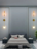 Modern gold metal wall light bedroom sconce with frosted globe