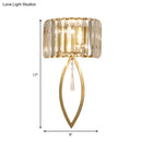 Modern gold metallic drum shade wall light – living room crystal sconce