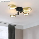 Modern gold molecule ceiling mount chandelier living room starburst light