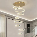 Modern gold multi tier duplex crystal chandelier for living room