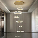 Modern gold multi tier duplex crystal chandelier for living room