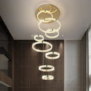 Modern gold multi tier duplex crystal chandelier for living room