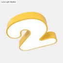 Modern gold number 2 flush mount light bedroom acrylic ceiling lamp