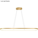 DecorBites™ Minimalist LED Gold Plated Pendant Light Fixture for Table - Metal Oblong Design