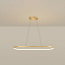 DecorBites™ Minimalist LED Gold Plated Pendant Light Fixture for Table - Metal Oblong Design