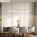 DecorBites™ Minimalist LED Gold Plated Pendant Light Fixture for Table - Metal Oblong Design