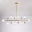 DecorBites™ Modern Gold Hotel Linear Chandelier - Opal Glass, 8 Lights, Ceiling Pendant