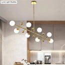 DecorBites™ Modern Gold Hotel Linear Chandelier - Opal Glass, 8 Lights, Ceiling Pendant