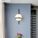 Modern gold opal glass orb wall sconce – living room light