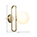 Modern gold opal glass sphere wall lamp for bedroom single light
