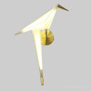 Modern gold origami bird led wall lamp for bedroom living room