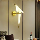 Modern gold origami bird led wall lamp for bedroom living room