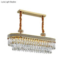Modern gold oval clear crystal led island chandelier dining room