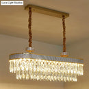 Modern gold oval clear crystal led island chandelier dining room
