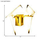 Modern gold paper crane dining room sconce birdie plastic shade
