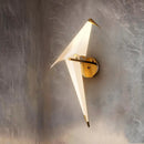 Modern gold paper crane dining room sconce birdie plastic shade