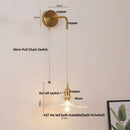 Modern gold petal led wall lights with pull chain bedroom sconce