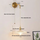 Modern gold petal led wall lights with pull chain bedroom sconce