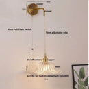 Modern gold petal led wall lights with pull chain bedroom sconce