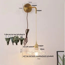 Modern gold petal led wall lights with pull chain bedroom sconce