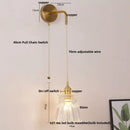 Modern gold petal led wall lights with pull chain bedroom sconce
