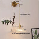 Modern gold petal led wall lights with pull chain bedroom sconce