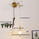 Modern gold petal led wall lights with pull chain bedroom sconce