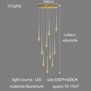 Modern gold plated led chandelier cascading living room pendant light