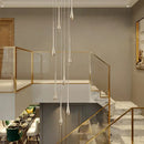 Modern gold plated led chandelier cascading living room pendant light