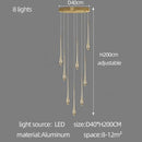 Modern gold plated led chandelier cascading living room pendant light