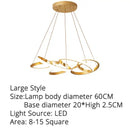 Modern gold plated led pendant lights dining room ring chandelier