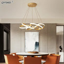 Modern gold plated led pendant lights dining room ring chandelier