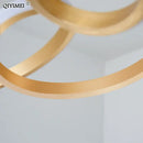 Modern gold plated led pendant lights dining room ring chandelier