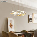 Modern gold plated led pendant lights dining room ring chandelier