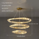Modern gold plated steel ring pendant lamp for dining room crystal