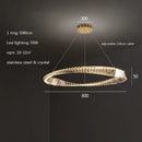 Modern gold plated steel ring pendant lamp for dining room crystal